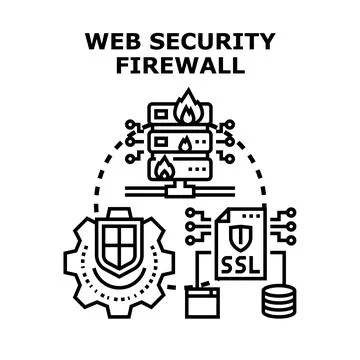 Web security firewall protection concept protecting data Stock Illustration