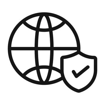 Web Security icon Black line art vector logo Stock Illustration