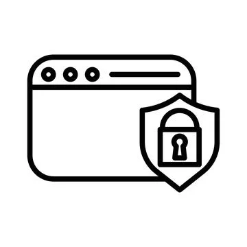 Web Security icon linear logo mark in black and white 库存插图