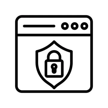 Web Security icon linear logo mark in black and white Stock Illustration
