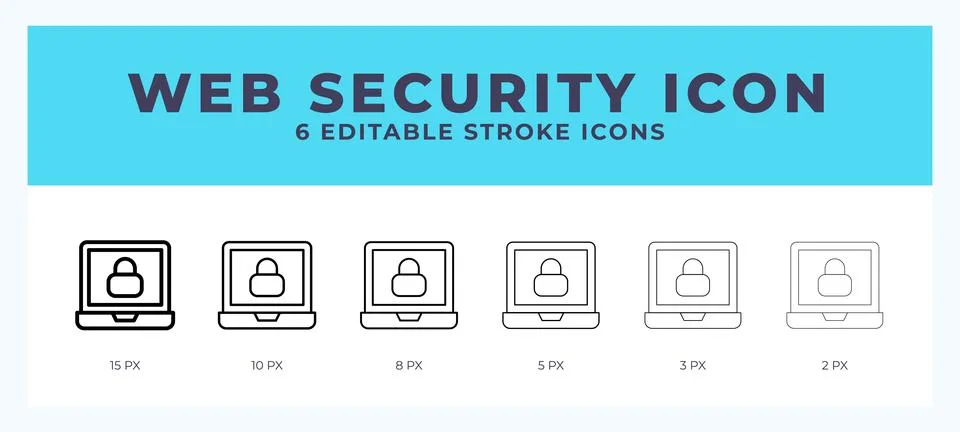 Web security icon vector for web. And mobile app. Editable stroke outline ico Stock Illustration