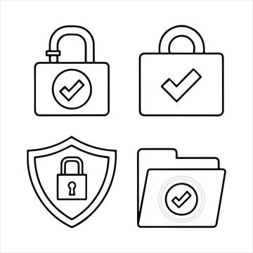Web security line icons set Stock Illustration