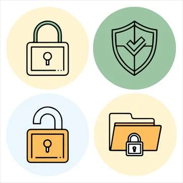 Web security line icons set Stock Illustration