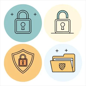 Web security line icons set Stock Illustration
