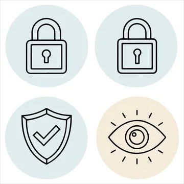 Web security line icons set Stock Illustration