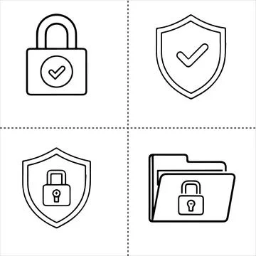 Web security line icons set Stock Illustration