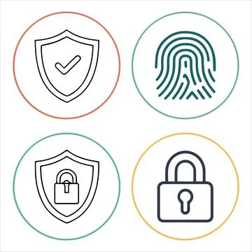 Web security line icons set Stock Illustration