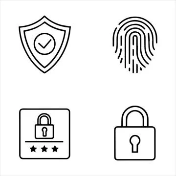 Web security line icons set Stock Illustration