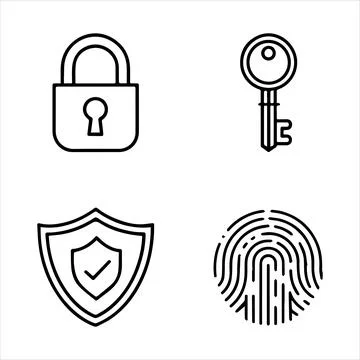 Web security line icons set Stock Illustration