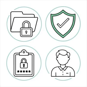 Web security line icons set Stock Illustration