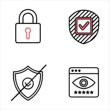 Web security line icons set Stock Illustration
