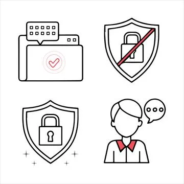 Web security line icons set Illustrazione stock