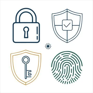 Web security line icons set Stock Illustration