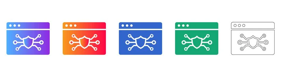Web Security Network Shield Icons 스톡 일러스트
