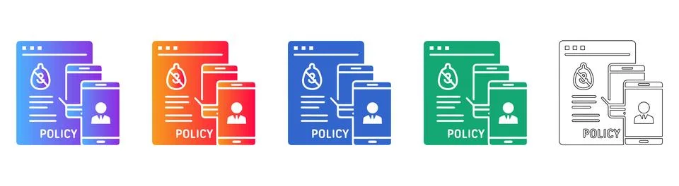 Web Security Policy and Data Privacy Icons Stock Illustration