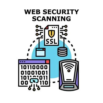 Web security scanning process protecting network data Stock Illustration