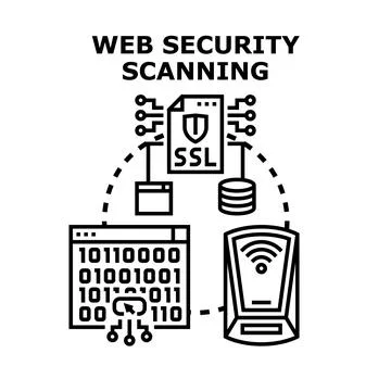 Web security scanning process protecting network data Stock Illustration