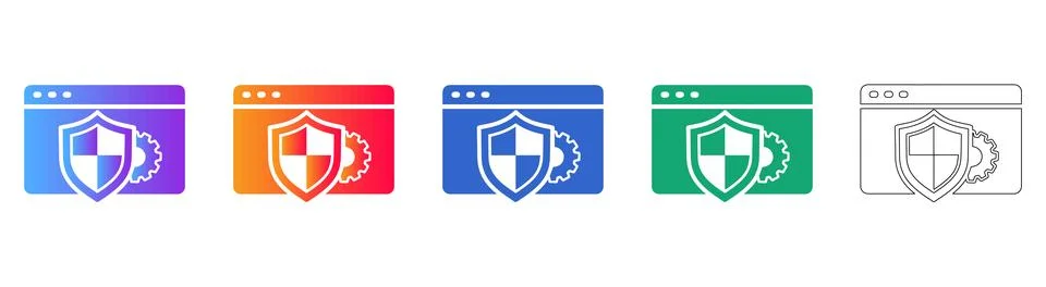 Web Security Shield Icons Set Illustrazione stock