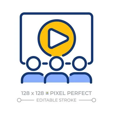 Web seminar pixel perfect line color icon Stock Illustration