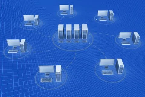 Web to server connection 3d rendering Illustrazione stock