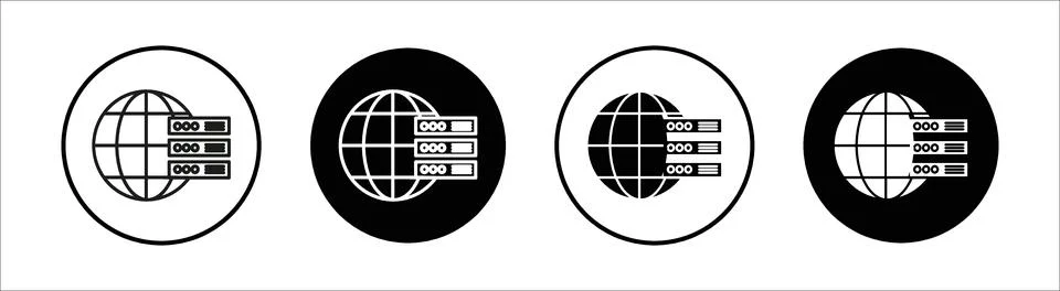 Web server flat line icon set. Web server Thin line illustration vector Illustrazione stock