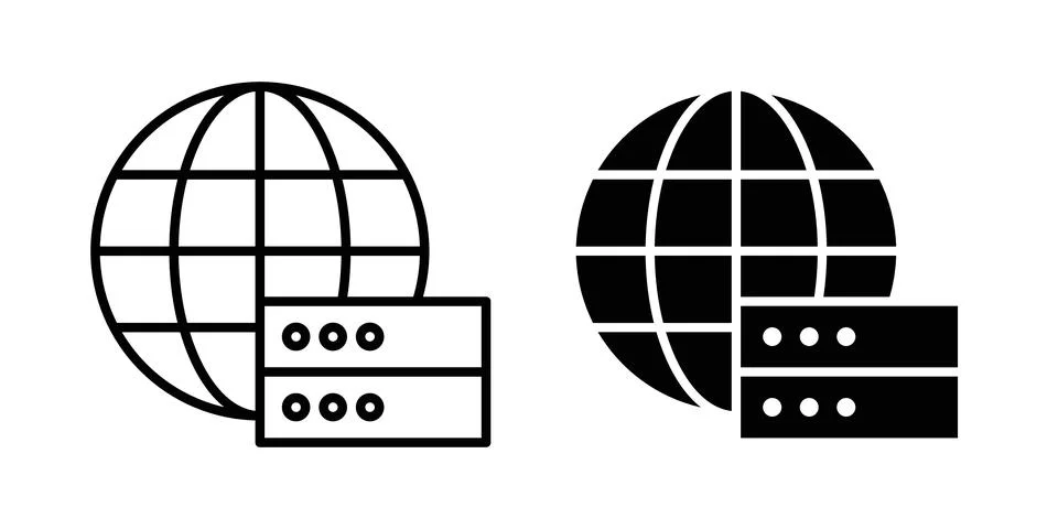 Web server icon design. Illustration icons in linear and clipart pack Stock Illustration