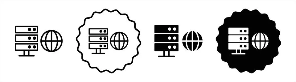 Web server icon symbol set collection. Web server simple vector sign bundle Stock Illustration