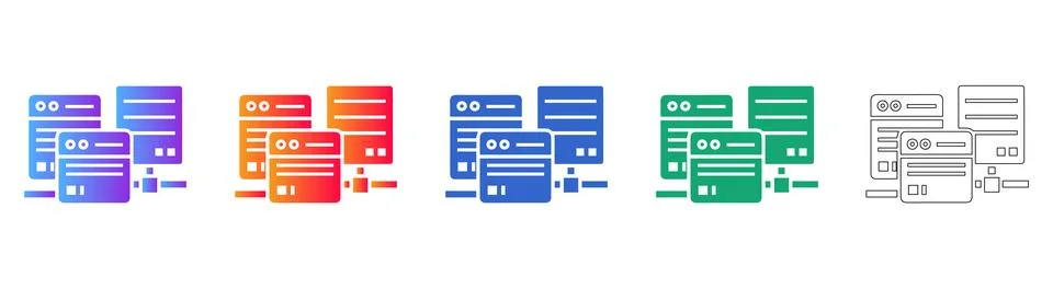 Web Server Infrastructure and Network Icons Stock Illustration