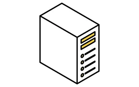 Web server isometric line icon with rectangular hosting device for websites.. Stock Illustration