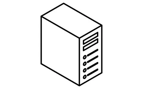 Web server isometric line icon with rectangular hosting device for websites.. Stock Illustration