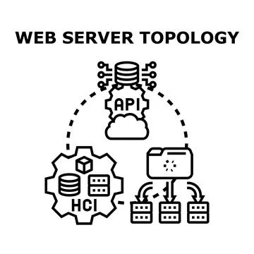Web server topology illustrating cloud computing infrastructure Illustrazione stock