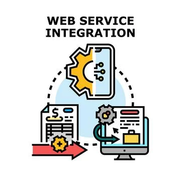 Web service integration connecting applications and data flow Stock Illustration