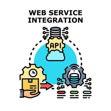 Web service integration implementing api cloud technology Stock Illustration