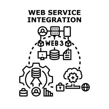 Web service integration workflow and global network connection Stock Illustration