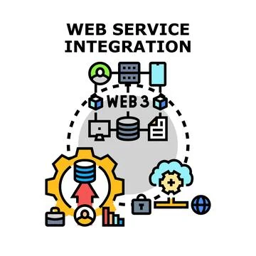 Web service integration workflow and global network connection Stock Illustration