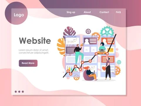 Web services vector website landing page design template Stock Illustration