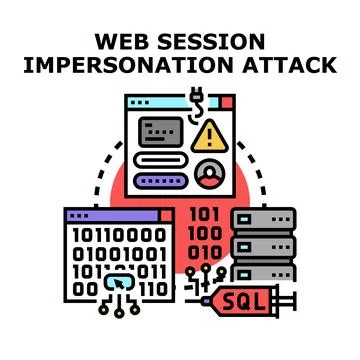 Web session impersonation cyber attack concept Stock Illustration