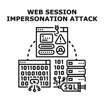 Web session impersonation cyber attack concept Stock Illustration
