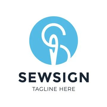 Web Sewing logo with Initial letter S and needle thread. Abstract Initial Let Ilustración de archivo