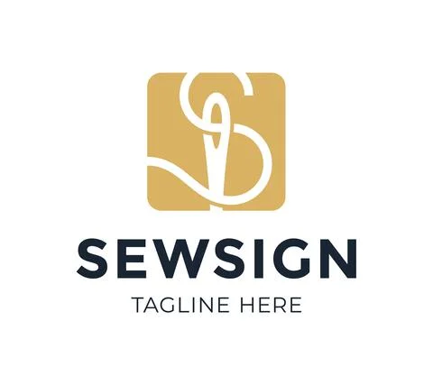 Web Sewing logo with Initial letter S and needle thread. Abstract Initial Let Ilustración de archivo