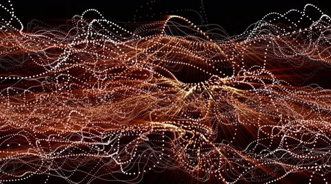 Web of shining dots fluctuate on black, 3D animation, seamless Stockbeeldmateriaal 64999243
