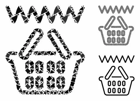 Web shop basket Composition Icon of Bumpy Parts Stock Illustration