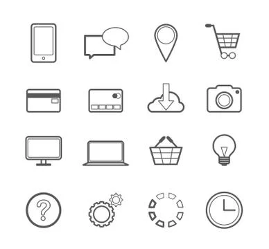 Web Shopping Online Vector Line Icons Stock Illustration