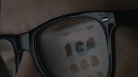 Web shopping reflected in glasses Stock Footage 61550265