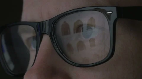 Web shopping reflected in glasses Stock Footage 61550269