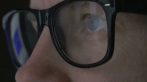Web shopping reflected in glasses Stock Footage 61550270