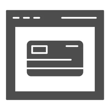 Web shopping solid icon. Computer browser and credit card vector illustration 스톡 일러스트