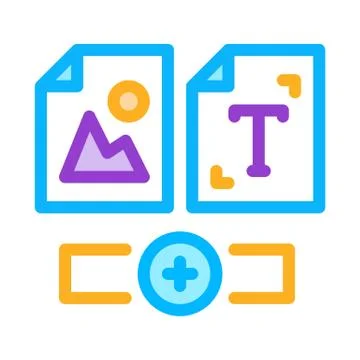 Web side image and text icon vector outline illustration Stock-Illustration