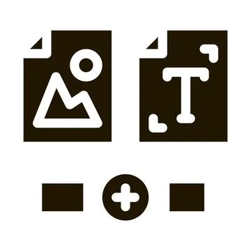 Web side image and text icon Vector Glyph Illustration 库存插图