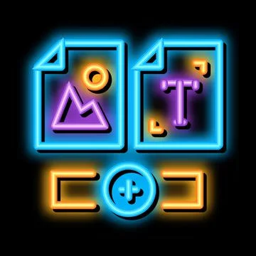 Web side image and text neon glow icon illustration Stockillustratie